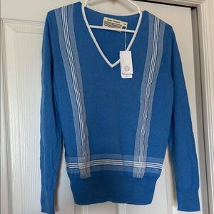 Tory Burch Tory Sport Lightweight cotton cashmere v neck sweater blue nwt s/p
